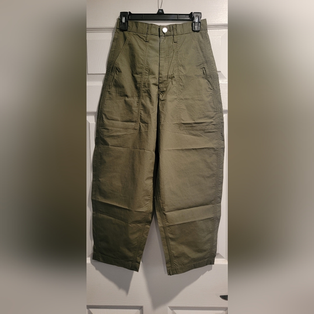 EDWIN Clio cotton poplin utility straight leg pants